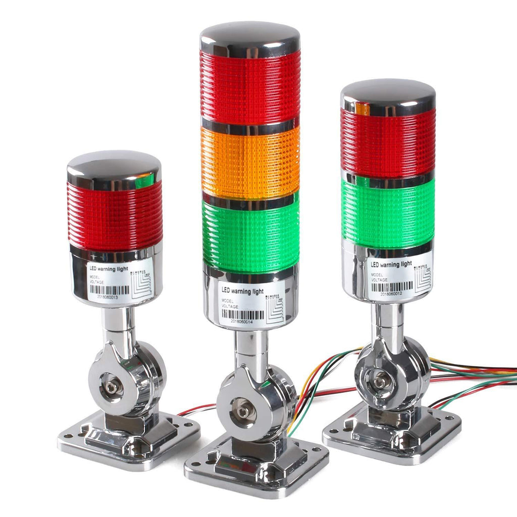 48-110V LED Stack Tower Lights, Industrial Warning Lights, Andon Lights, Column Signal Tower Indicator Lamp Beacon, Continuous/Flashing Light Switchable, 3 Level (with Buzzer) AC 110V 3-Level/with Buzzer