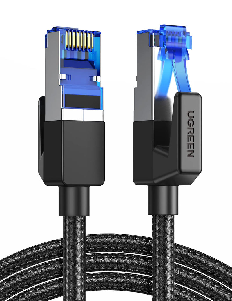 UGREEN Cat 8 Ethernet Cable High Speed Braided 40Gbps 2000Mhz Network Cord Cat8 RJ45 Shielded Indoor Heavy Duty LAN Cables Compatible for Gaming PC PS5 PS4 PS3 Xbox Modem Router 6FT