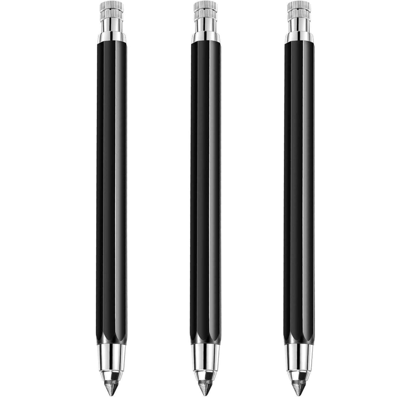 3 Pieces 5.6 mm Holder Mechanical Pencils Sketch up Automatic Mechanical Graphite Pencil for Draft Drawing, Shading, Crafting, Art Sketching, Wood Working Black