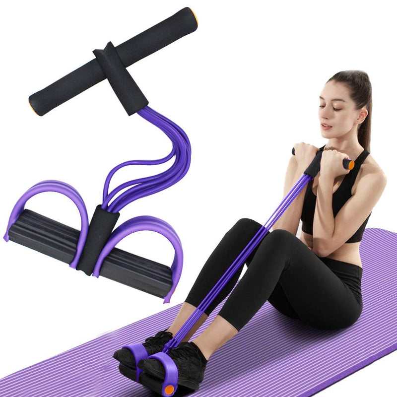 FateFan Multifunction Tension Rope, 6-Tube Elastic Yoga Pedal Puller Resistance Band, Natural Latex Tension Rope Fitness Equipment, for Abdomen/Waist/Arm/Leg Stretching Slimming Training Purple