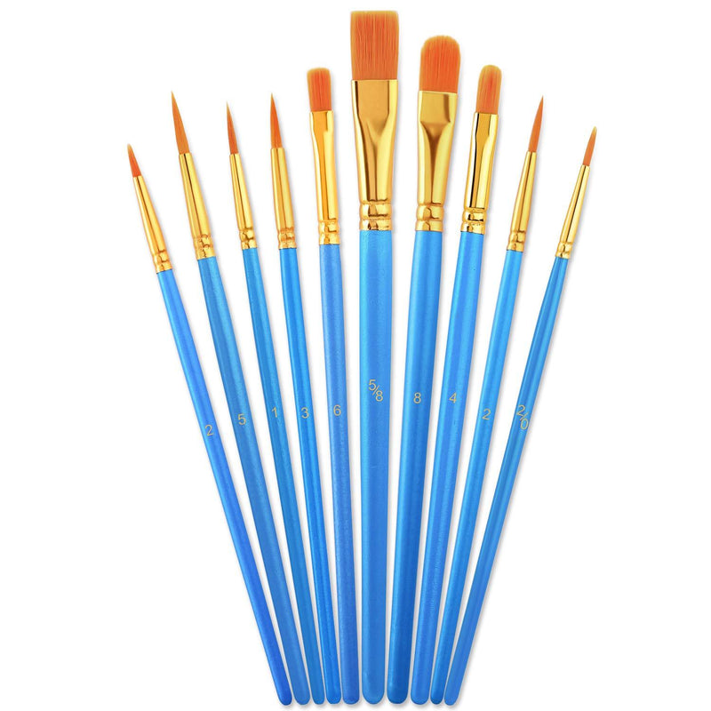 Acrylic Paint Brush Set, 1 Packs / 10 pcs Watercolor Brushes Painting Brush Nylon Hair Brushes for All Purpose Oil Watercolor Painting Artist Professional Kits. Paintbrush-10p
