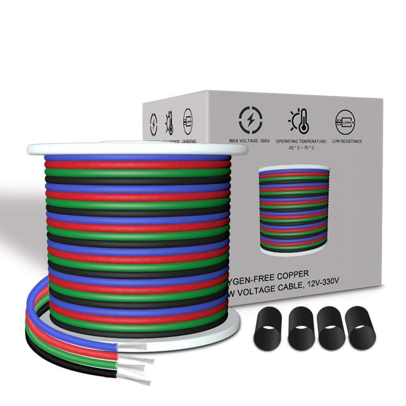 AOTOINK RGB Electrical Wire, 33ft 4 pin 22 Gauge LED Extension Cable, 22 AWG Wire 10M for LED Strip RGB 5050 3528 2835 10 Meters