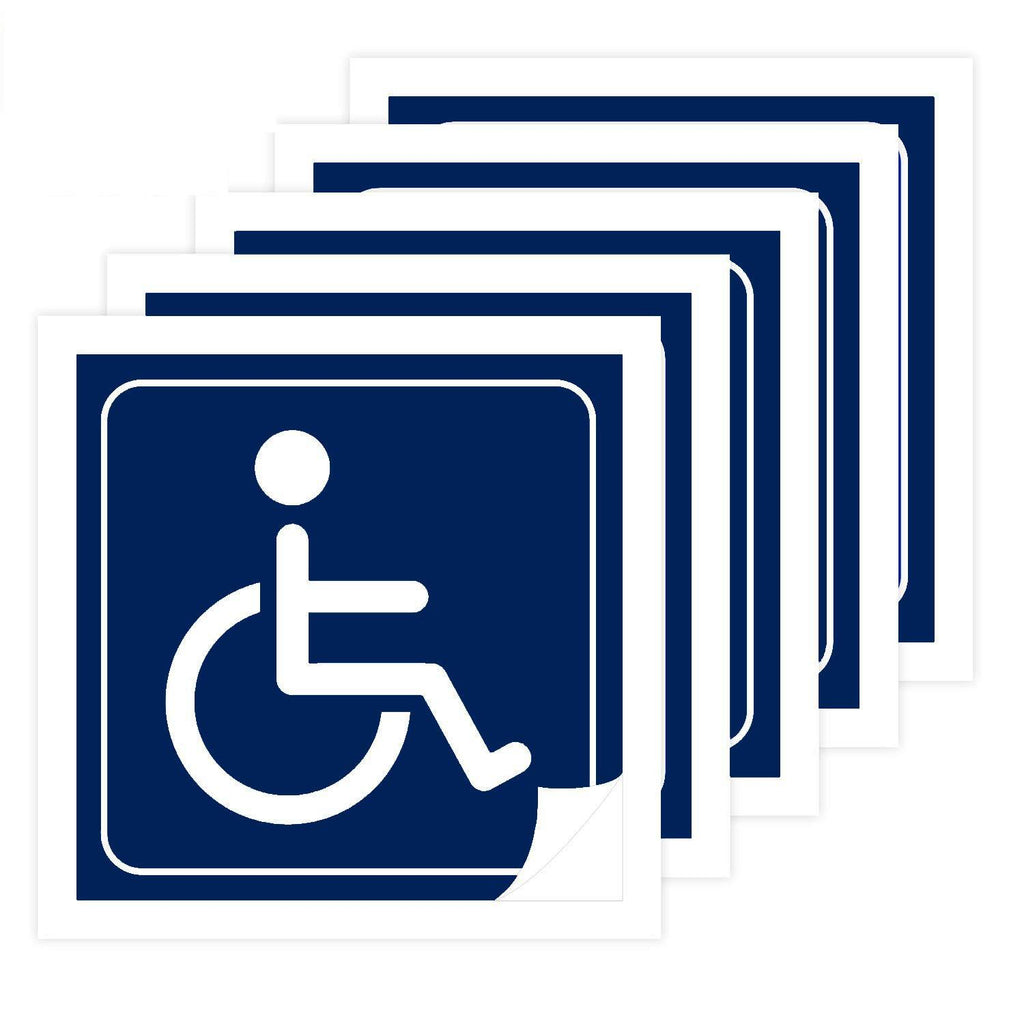 Disabled Wheelchair Symbol Labels | Handicap Signs Stickers 6 Inch Convenient Decals for Handicapped Parking 5 pcs