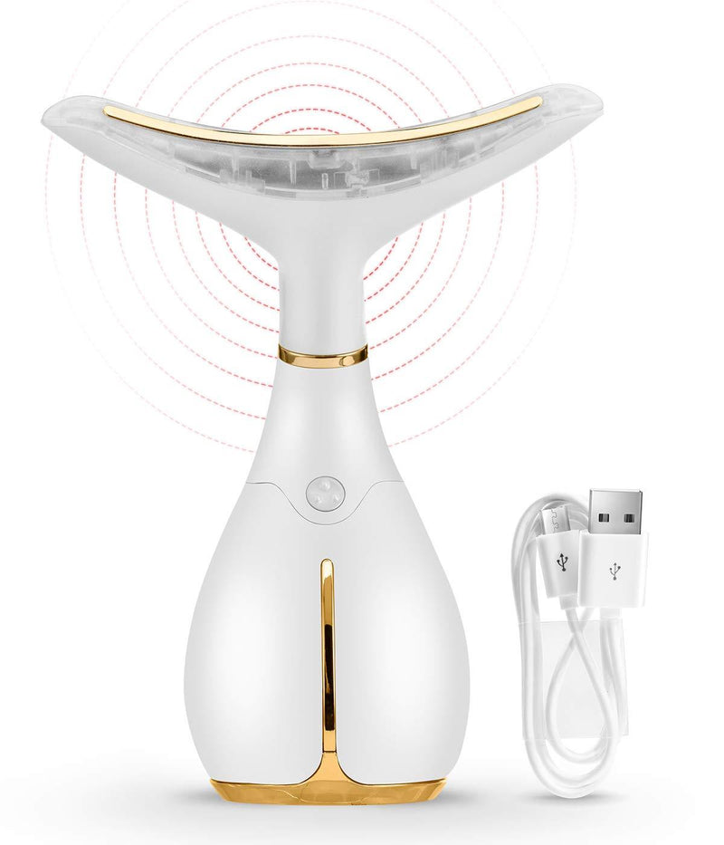 Ms. W Anti-Aging Face Neck Massager, Sonic Vibration Wrinkle Free Device, Heat Generated Jawline Definer for Anti-Wrinkle and Reduced Puffiness, 3LED Light Neck Lift Device