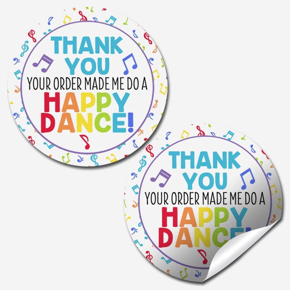 Happy Dance Music Themed Thank You Customer Appreciation Sticker Labels for Small Businesses, 60 1.5" Circle Stickers by AmandaCreation, Great for Mailing Envelopes, Postcards, Direct Mail, More!