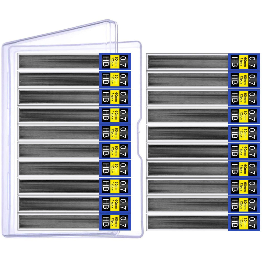 Morepack 240 Pieces Lead Refills with Plastic Box,0.7 mm HB,Break Resistant Mechanical Pencil Refills,20 Tubes