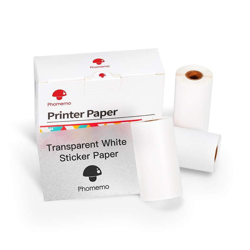 Phomemo Transparent White Glitter Thermal Sticker Paper for Phomemo M02/M02 Pro/M02S/M03, 50mm x 3.5m, Diameter 30mm, 3 Rolls