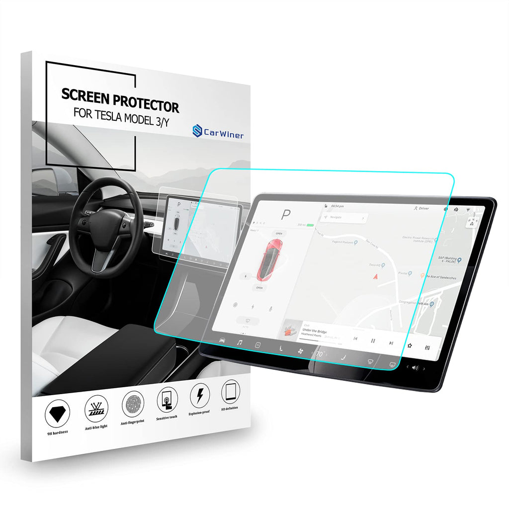 Carwiner Matte Screen Protector Compatible with Tesla Model 3 Model Y 15" Center Control Touch Screen Car Navigation Tempered Glass Accessories 9H Anti-Glare Anti-Fingerprint