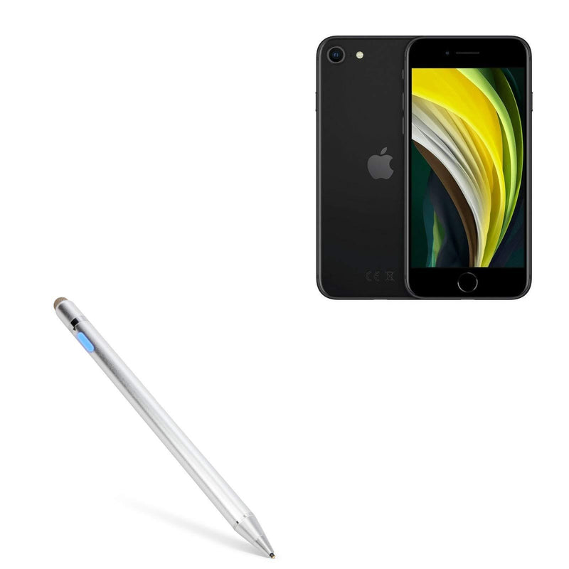 Stylus Pen for Apple iPhone SE (2020) (Stylus Pen by BoxWave) - AccuPoint Active Stylus, Electronic Stylus with Ultra Fine Tip for Apple iPhone SE (2020) - Metallic Silver