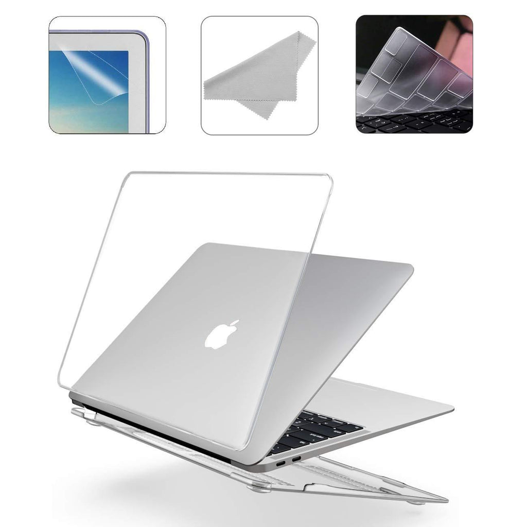 2021 2020 New 13 Inch MacBook Pro M1 A2338 A2251 A2289 A2159 A1989 A1706 Hard Case Pack with Plastic Hard Shell, Keyboard Cover, Screen Protector & Cleaning Cloth WGS58 - Crystal Clear