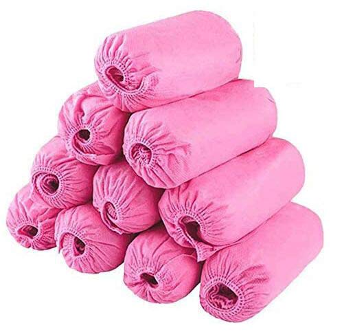 Disposable Shoe Covers 100PCS Non-Slip Durable Indoor Boot Overshoes Protector Thicked Non-Woven Shoe Covers for Carpet Floor Protection Construction Offices One Size Fits All (Pink) Pink