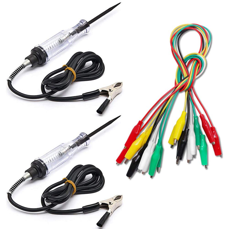 2 Packs Voltage Continuity & Current Tester 6V-24V with Test Lead Set & Alligator Clips, SourceTon 2 Pieces Circuit Tester & 10 Pieces and 5 Colors Alligator Clips with Wires Test Cable