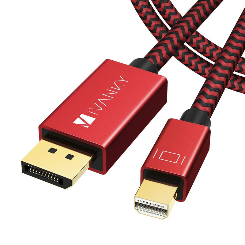 Mini DisplayPort to DisplayPort Cable, 6.6 Feet/ 2m, iVANKY 4K@60Hz/2K@144Hz Mini DP to DP Cable, Mini Display to DisplayPort Cable Compatible with MacBook Air/Pro, Surface Pro/Dock and More - Red