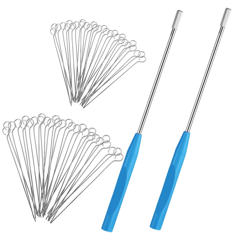 2 Pieces Reusable Inoculating Loop with 90 Replaceable Nichrome Needle Tip Inoculation Rings Inoculation Rod for Lab