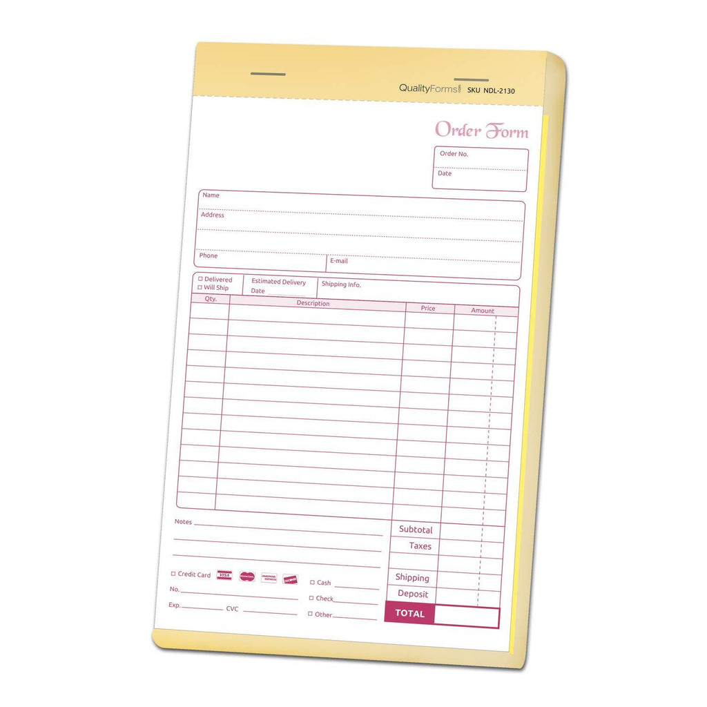 NCR Carbonless Order Forms, Bound Wraparound Cover, 50 Sets per Book. (5-1/2 x 8-1/2" - 2 Part) 5-1/2 x 8-1/2" - 2 Part