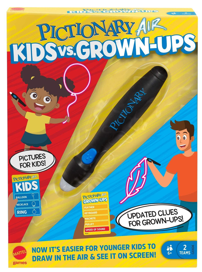 Mattel Pictionary Air Kids vs Grown-Ups Family Drawing Game, Links to Smart Devices, Gift for Kid, Family & Adult Game Night, Ages 6 Years & Older