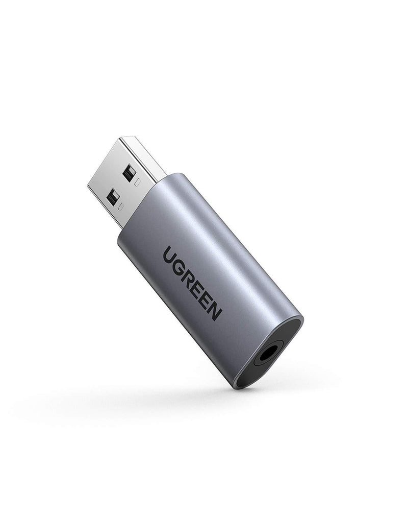 UGREEN USB External Sound Card Audio Adapter 2 in 1 USB to 3.5mm Jack Audio Adapter Aluminum Stereo Sound Card for Windows Mac PS5 Linux PC Laptops Desktops