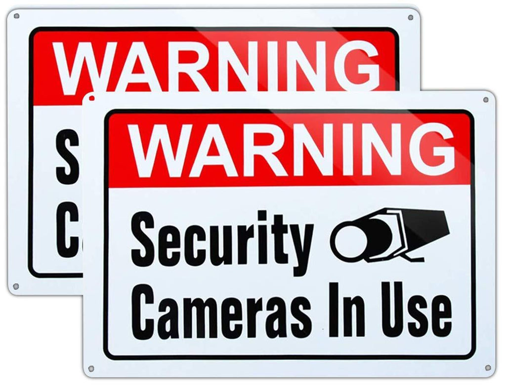 Large Warning Video Surveillance in Use Sign,Security Cameras in use Sign,Large 10x14 Inch Aluminum UV Ink Printed for House and Business (2-Pack) 2-Pack(10''x14'')