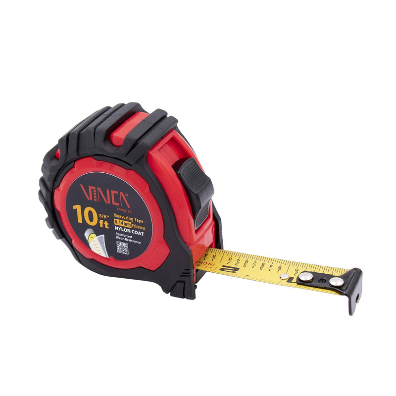 VINCA TPMA-10 10 Feet Tape Measure with Fraction Low Glare Nylon Coat Matte Finish High Visibility Blade Marking 10'