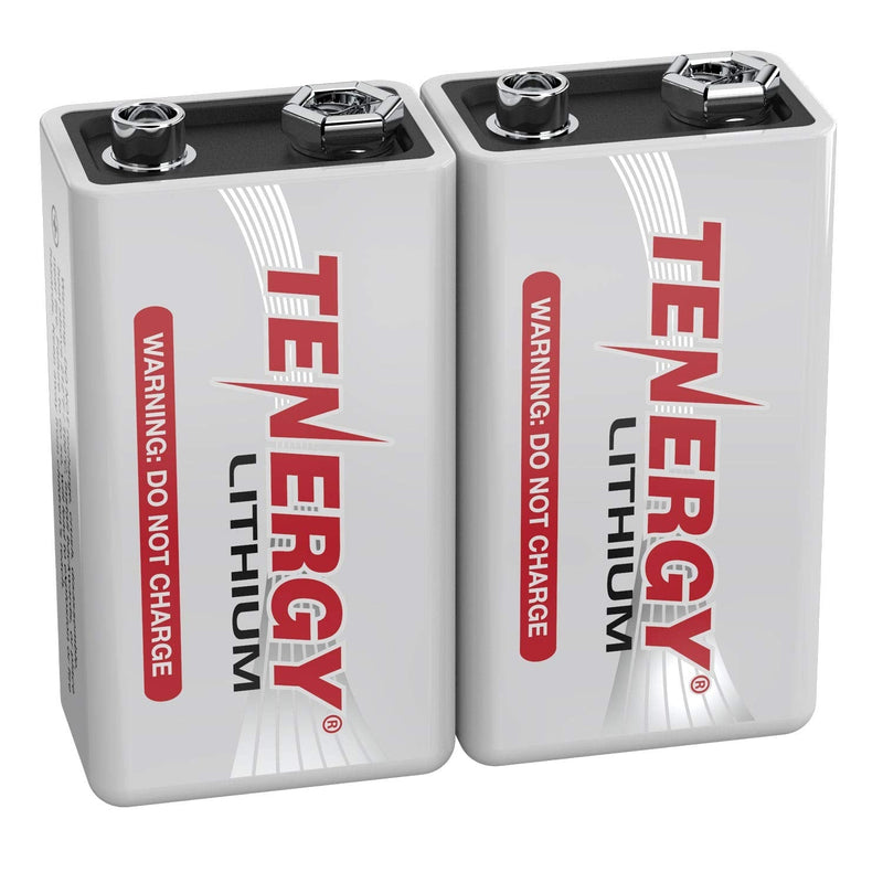 Tenergy 9V Lithium Batteries, 1200mah Non-Rechargeable Batteries,10 Years Shelf Life Lithium 9 Volt Batteries - 2 Pack 2 Pcs