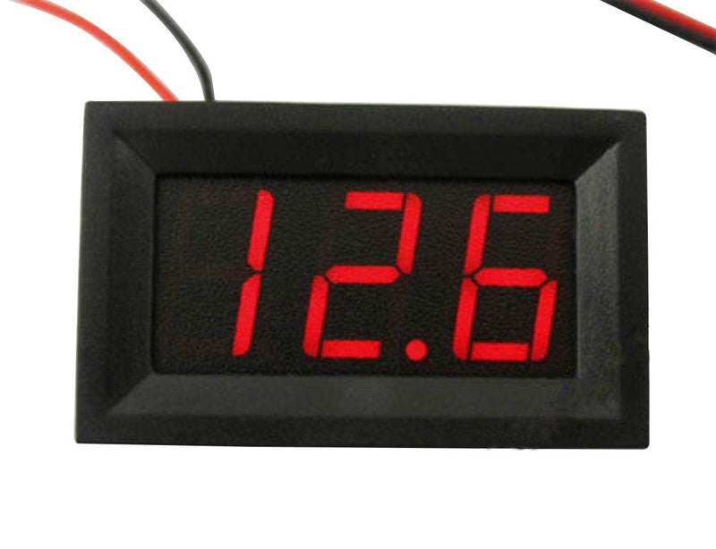 CGjiogujio Red LED Digital Volt Meter Voltmeter DC 4.5~150V Two Wires For 9V 12V 24V 36V 48V