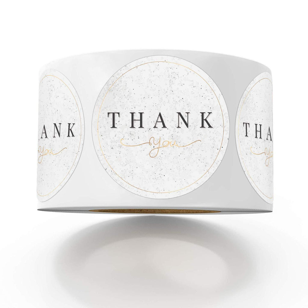 Thank You Stickers, Modern Marble Thank You Label Stickers, Chic Geometric Label Stickers for Wedding, Company, Birthday Party Favors, Small Business, 1.4 Inch, 500 Labels Per Roll.