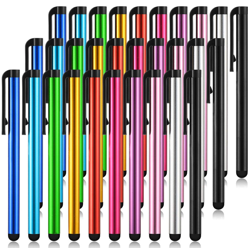 30 Pieces Stylus Pens Capacitive Slim Stylus Pens for Universal Touch Screens Devices, Compatible with iPhone, iPad, Tablet (10 Colors)