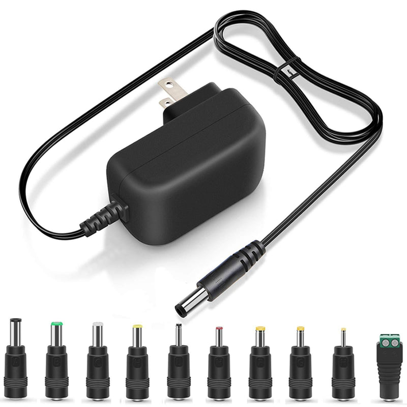 UL Listed 12V 1A 0.6A 0.5A Power Supply 12W Charger AC Adapter 12.0V 1000mA 800mA 600mA 500mA 300mA Regulated 12Volt DC Switching Power Cord Plug with 10 Interchangeable Jacks PERFEIDY