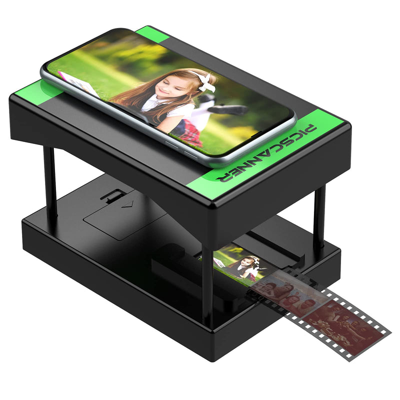 Rybozen Mobile Film and Slide Scanner, Lets You Scan and Play with Old 35mm Films & Slides Using Your Smartphone Camera, Fun Toys and Gifts with LED Backlight, Rugged Plastic Folding Scanner Black