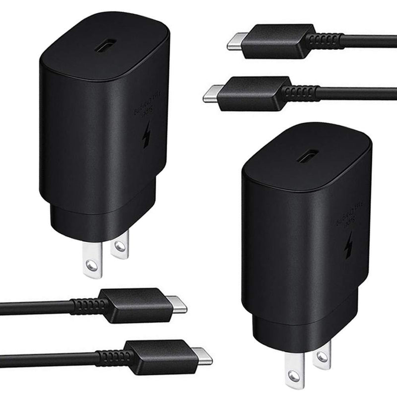 Super Fast Type C Charger Kit,2-Pack PD 25W Fast Charger and 5-ft USB C to USB C Fast Charging Cable for Samsung Galaxy S21/S21+/S21 Ultra/S20/S20+/S20 Ultra/Note 20/Note 20 Ultra/Note 10/Note10+