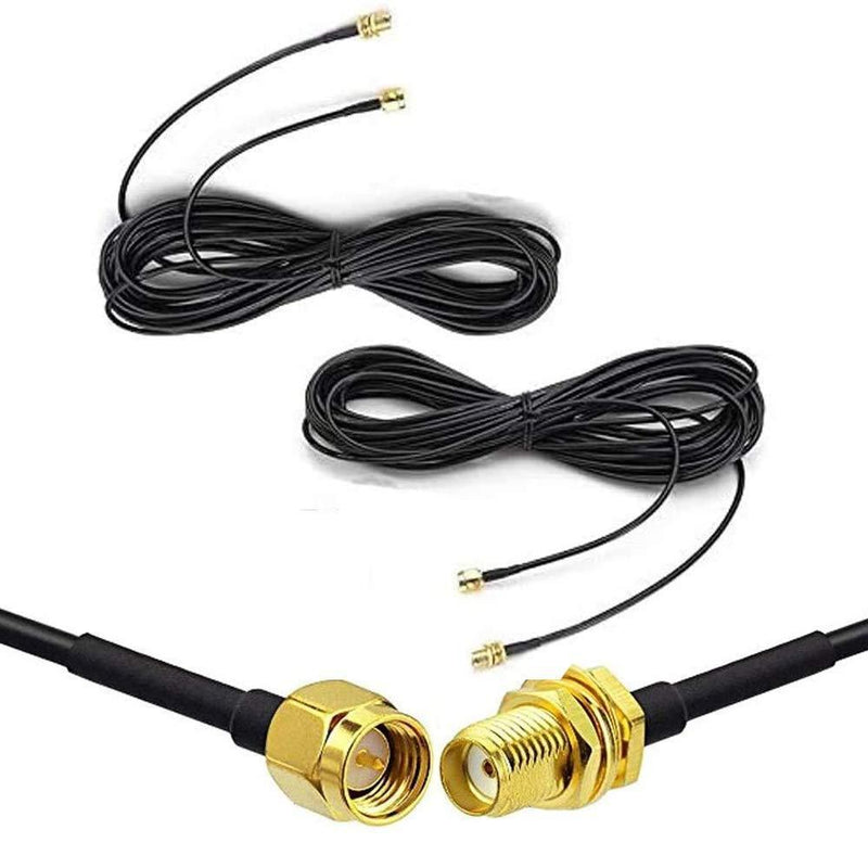 CORONIR 16ft SMA Extension Cable SMA Male to SMA Female RF Connector Adapter WiFi 3G 4G LTE Antenna Extension Cable-2pack 16ft-pack of 2