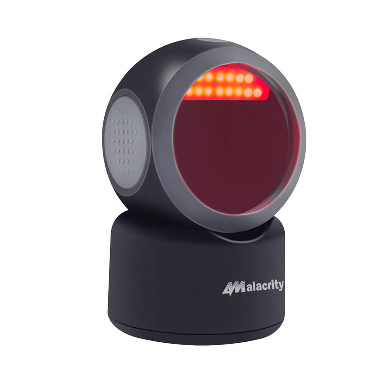 Alacrity 2D 1D QR Desktop Barcode Scanner, Omnidirectional Hands Free USB Wired Barcode Reader, Capture Codes on Screen, 3300DW, Black