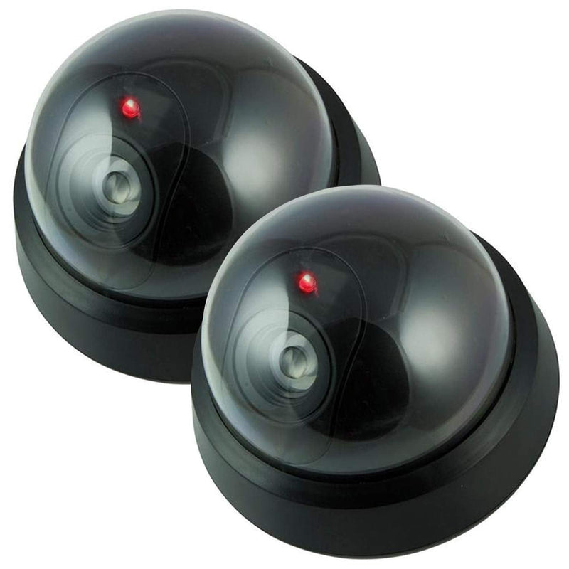 Dummy Fake Security Surveillance CCTV Dome Camera with One Red Motion Sensor Detector LED Light Outdoor Indoor Wireless Home Cam System Battery Powered Realistic Look for Home or Business Anti-Theft