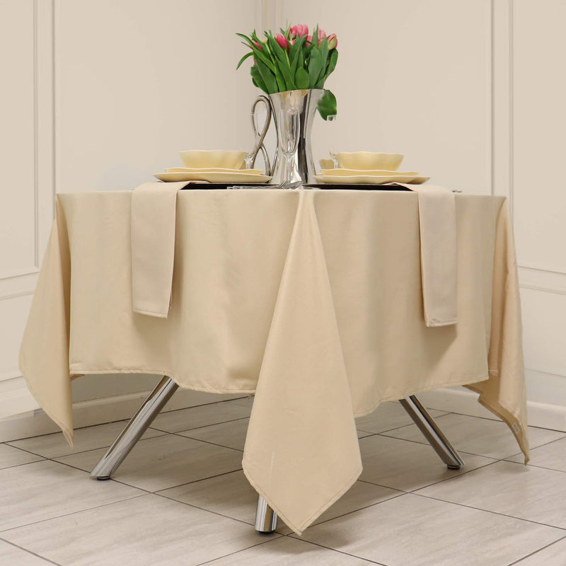 Kadut Square Tablecloth 52 x 52 Inch Beige Square Table Cloth for Square or Round Table | Heavy Duty | Washable Tablecloth for Parties, Weddings, Kitchen, Restaurant, Wrinkle-Resistant Table Cover 52x52