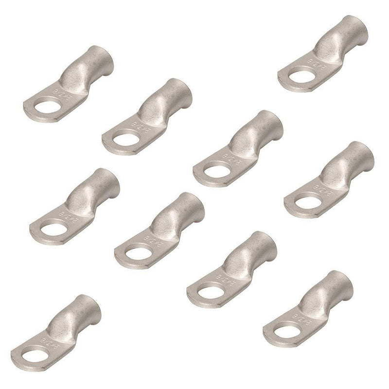 10PCS Heavy Duty Tinned Copper Wire Lugs 2 AWG Battery Cable Ends Tubular Bare Copper Eyelets Ring Terminal Connectors Marine Grade Wire Lugs Connectors (2 AWG - 3/8''Ring/Eye,10pcs) 2 AWG - 3/8''Ring