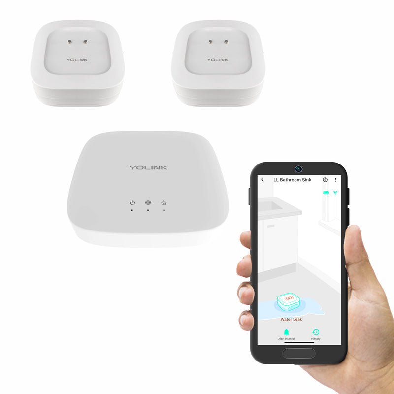 Smart Leak Sensors 2 Pack, YoLink 1/4 Mile World's Longest Range Wireless Smart Water Leak Sensor Compatible with Alexa and IFTTT Leak Detector with App Alerts and Remote Monitor, YoLink Hub Included