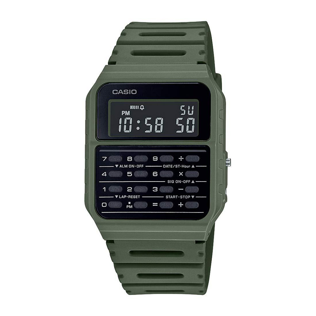 Casio CA-53WF-3B Calculator Green Digital Mens Watch Original New Classic CA-53, 43.2×34.4×8.2mm (CA-53WF-3BDF)