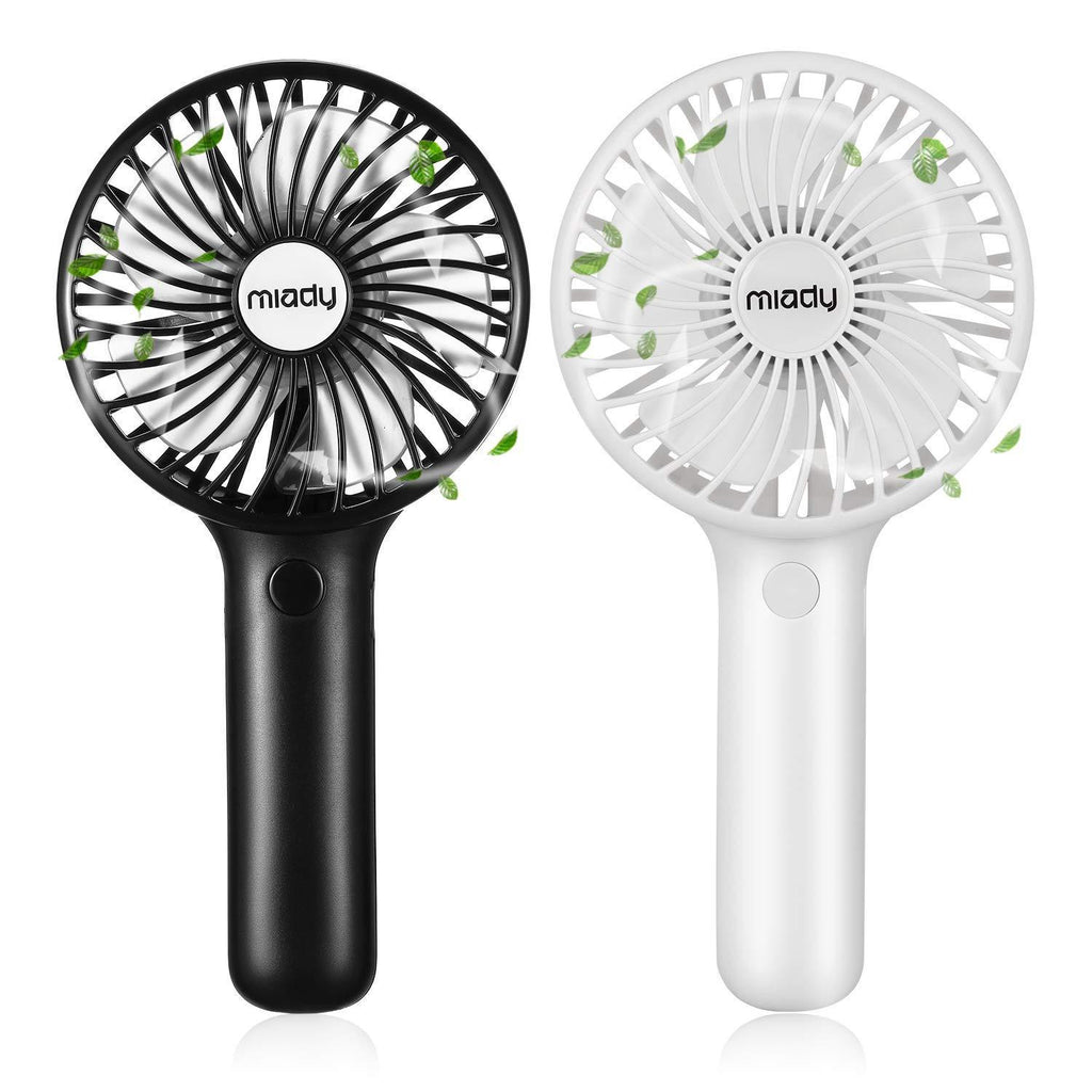 2-Pack Upgraded 5000mAh Portable Handheld Fan 3 Speed Mini USB Strong Wind 7-20 Hours Runtime Personal Electric Small Fan for Travel Office Outdoor Black+white