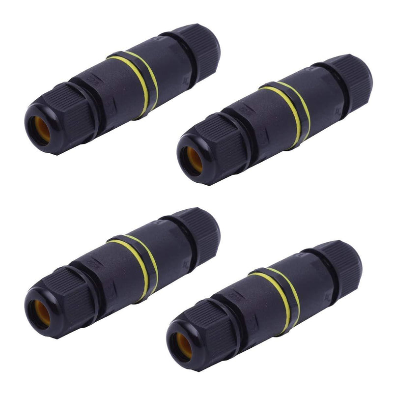 ATB FUTURE Waterproof IP68 Power Cable Junction Box Connector,Outdoor Junction Box,Ideal for 2 or 3 Pin Cables Ã˜4-8mm,Use for Outdoor Billboards,Tunnel Lights,Road Landscape Lights, Etc (4PACK,Black) M16 2 Way 3 Pole Ideal For Cable Diameter 4-8mm