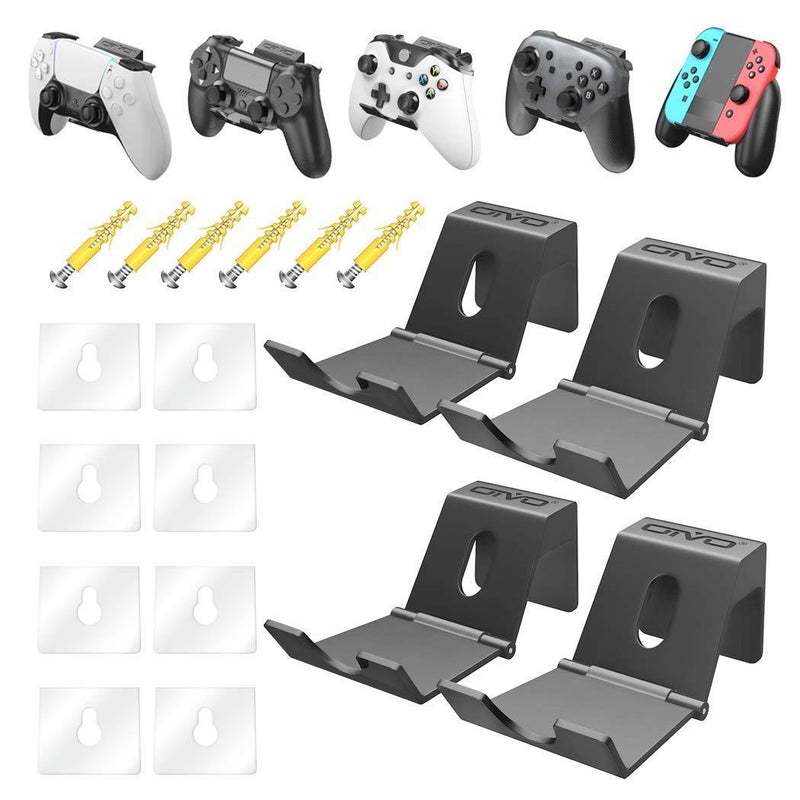 OIVO Controller Wall Mount Holder for PS3/PS4/PS5/Xbox 360/Xbox One/S/X/Elite/Series S/Series X Controller, Pro Controller, Upgraded Adjustable Wall Mount for Video Game Controller&Headphones- 4 Pack B