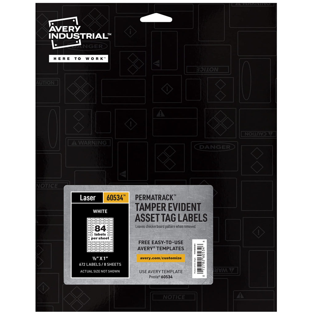 Avery PermaTrack Tamper-Evident Asset Tag Labels, 1/2" x 1", 672 Labels (60534)