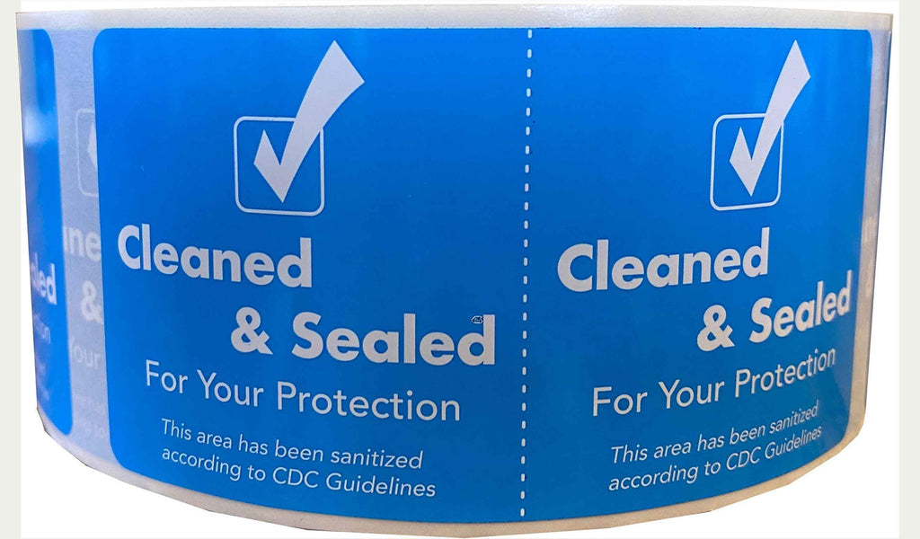 Cleaned and Sealed Tamper Seal Labels Blue 2 x 4 Inch 500 Total Stickers