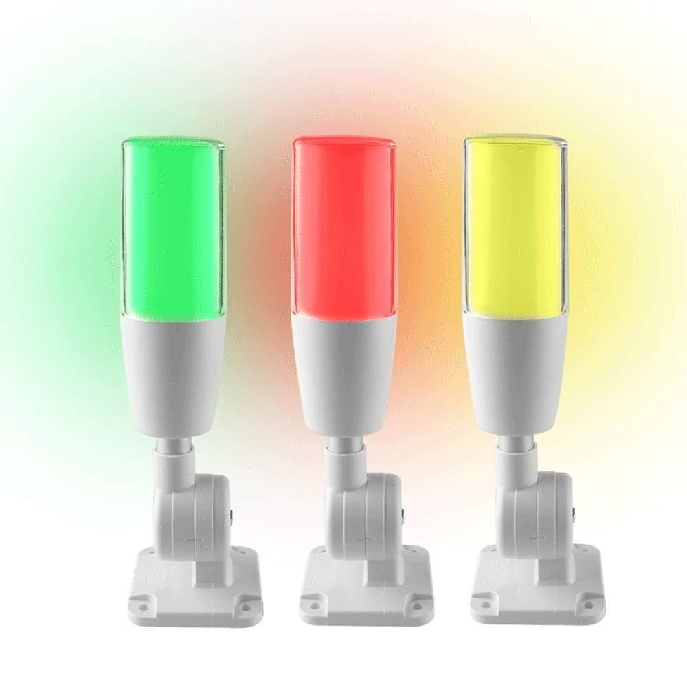 YJINGRUI LED Industrial Signal Tower Light 3 Colors Flash LED 180°Folding Light with Buzzer Alarm Warning Lamp for CNC Machines Red Yellow Green 100db (DC 24V) DC 24V