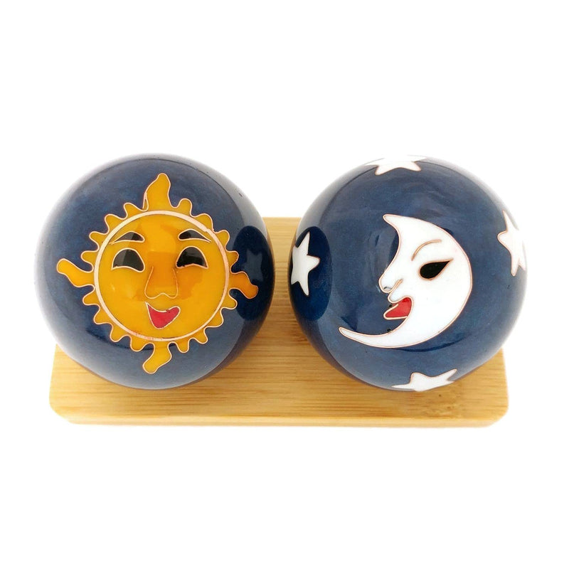 Top Chi Sun and Moon Baoding Balls with Bamboo Stand (Large 2 Inch) Large 2 Inch
