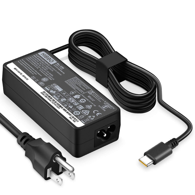USB C Laptop Charger 65W 45W for Lenovo Chromebook 100e 300e 500e C330 S330 ThinkPad T480 T480s T580 T580s E480 E580 Yoga A485 T490S T590 C930 C940 13 IdeaPad 730s AC Adapter Power Supply