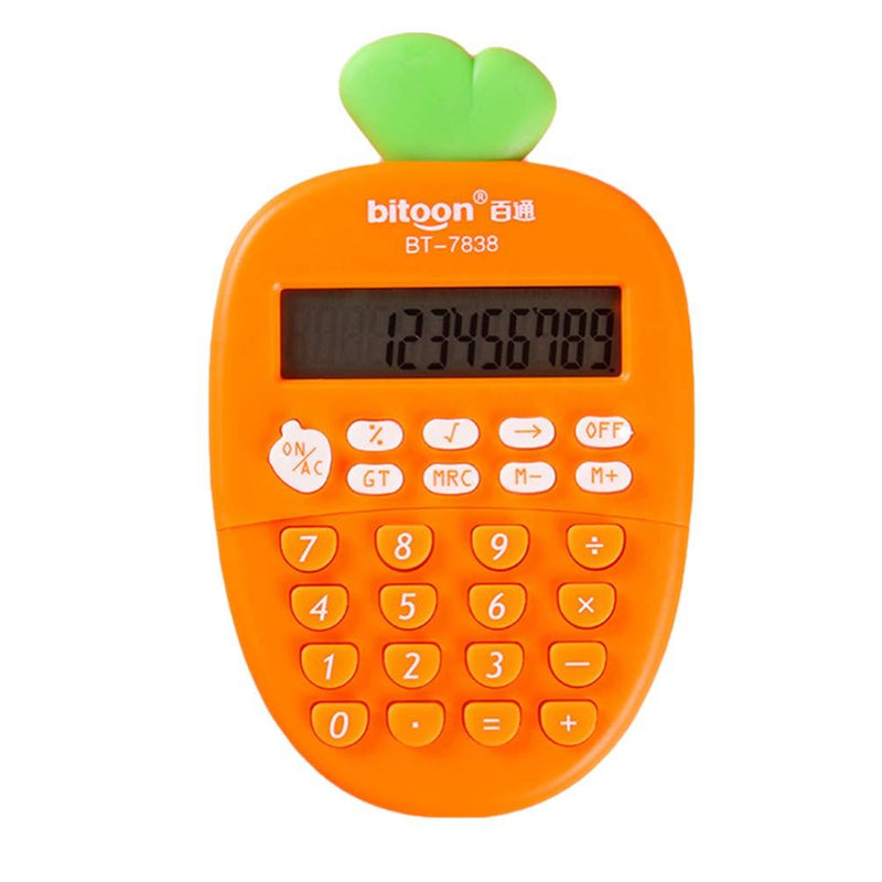 Toyvian Small Electronic Calculator Carrot Shape 12-Digit Portable Calculator Study Office School Supplies for Kids Students