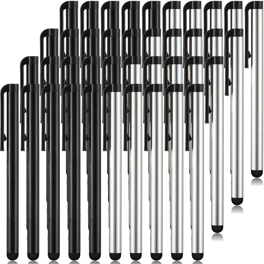 40 Pieces Stylus Pens Capacitive Slim Stylus Pens for Universal Touch Screens Devices, Compatible with iPhone, iPad, Tablet (Black, Silver) Black, Silver