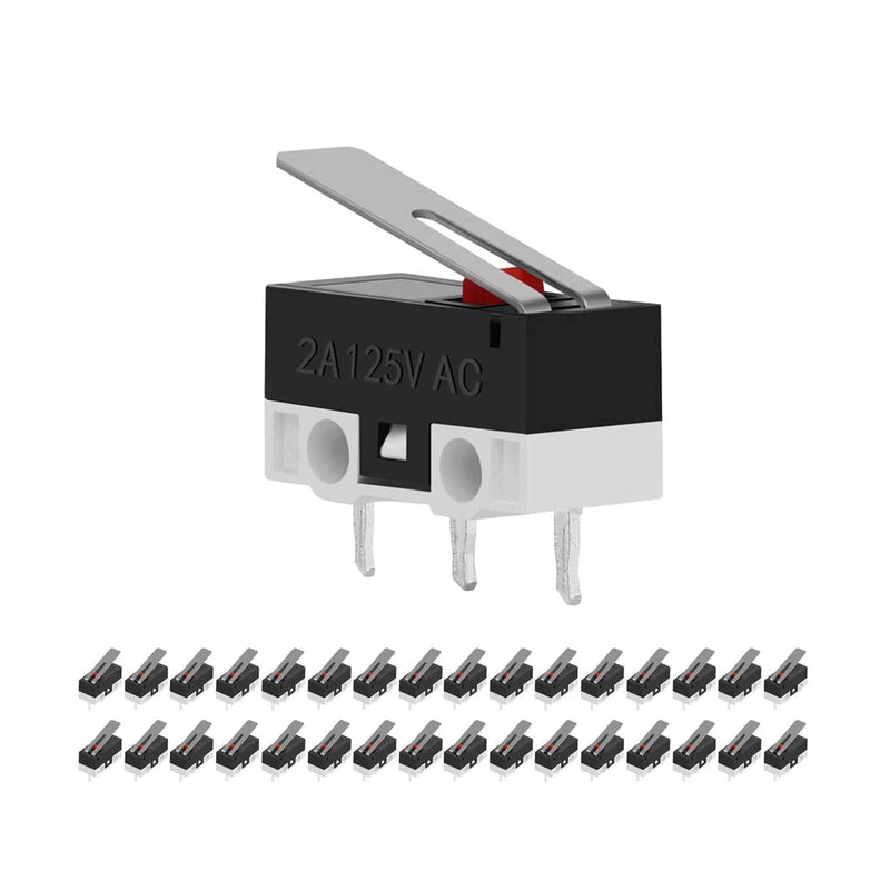 CYT1073 AC 2A 125V 3Pin SPDT Limit Micro Switch Long Hinge Lever for Arduino (Pack of 30) by MUZHI