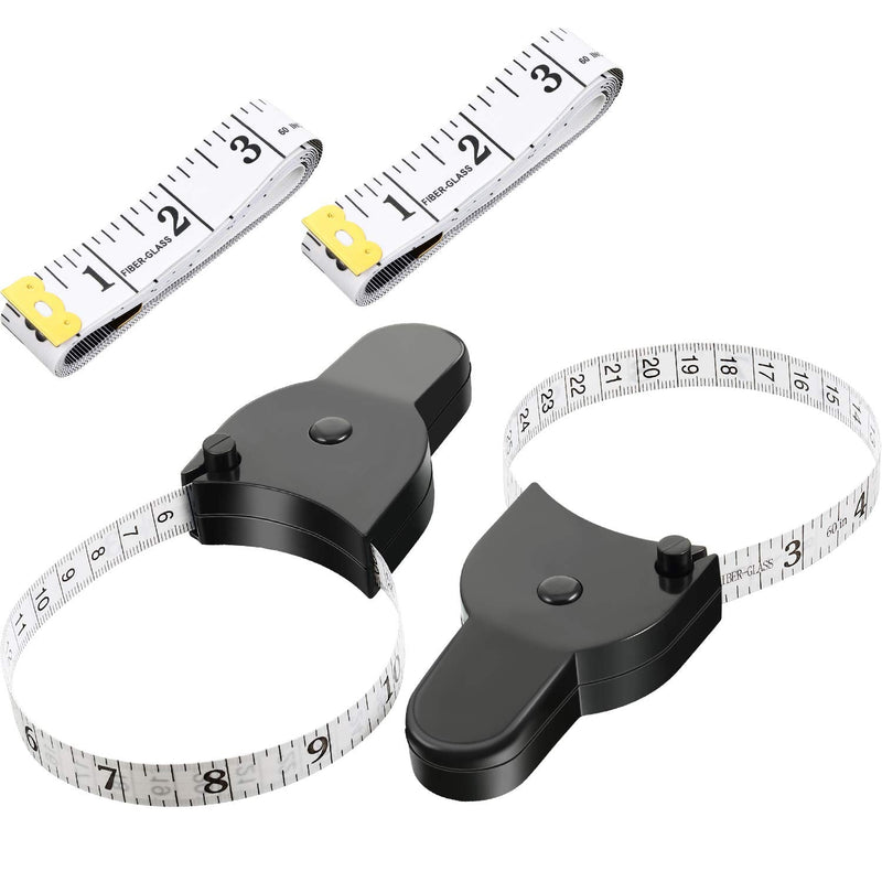 4 Pieces Body Measuring Tape 60 Inch Tape Measure, Measuring Tape Tailor Retract Measuring Tape Ergonomic Design Measuring Tapes and Soft Tape Measure for Tailor and Body Measurement