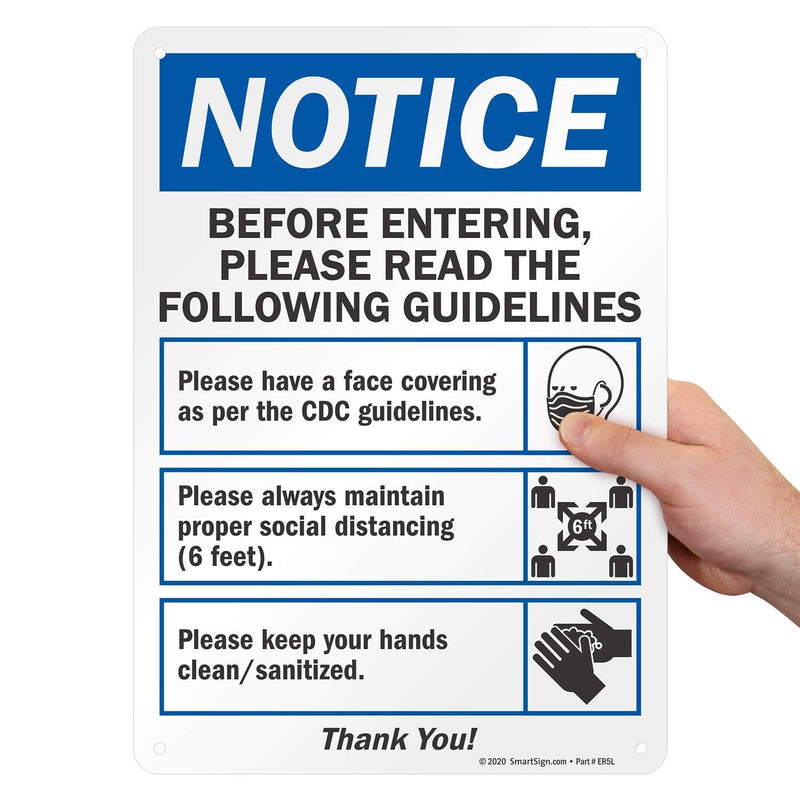 SmartSign “Notice - Before Entering, Please Read The Guidelines” Sign | 10" x 14" Plastic